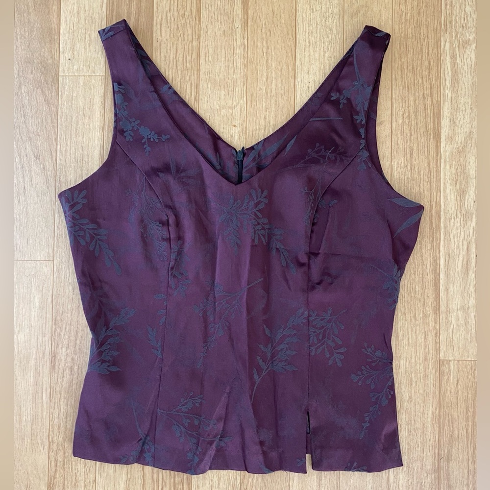 CHARLOTTE RUSSE Burgundy Cotton Blend Zip Back Corset Tank Top Size M